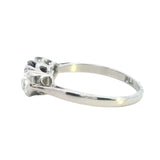 ELEGANT PLATINUM 3 STONE GARNET & DIAMOND RING