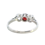 ELEGANT PLATINUM 3 STONE GARNET & DIAMOND RING