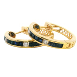 Stunning 18ct Yellow Gold Sapphire and Diamond Huggie Style Earrings