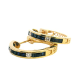 Stunning 18ct Yellow Gold Sapphire and Diamond Huggie Style Earrings