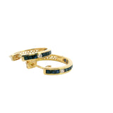 Stunning 18ct Yellow Gold Sapphire and Diamond Huggie Style Earrings