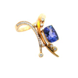 INCREDIBLE DRAMATIC STATEMENT PIECE – Elegant 18ct Yellow Gold Tanzanite and Diamond Ring
