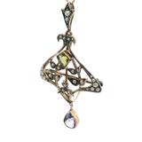 Vintage 9ct Yellow Gold Suffragette Brooch/Pendant with Peridot, Amethyst & Seed Pearls