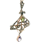 Vintage 9ct Yellow Gold Suffragette Brooch/Pendant with Peridot, Amethyst & Seed Pearls