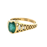 STUNNING 18CT YELLOW GOLD 4 STONE EMERALD & DIAMOND RING