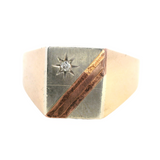 ELEGANT 9CT YELLOW, WHITE & ROSE GOLD SINGLE STONE DIAMOND RING - A PERFECT GIFT FOR HIM