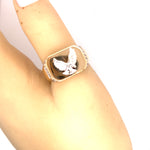 Diamond & 9ct Yellow Gold Ring with 9ct White Gold Eagle