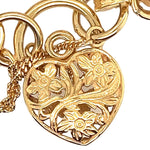 Yellow Gold Bracelet with Engraved links & Floral Padlock Clasp