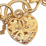 Yellow Gold Bracelet with Engraved links & Floral Padlock Clasp