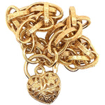 Yellow Gold Bracelet with Engraved links & Floral Padlock Clasp