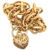 Yellow Gold Bracelet with Engraved links & Floral Padlock Clasp