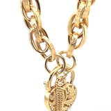 Yellow Gold Bracelet with Engraved links & Floral Padlock Clasp