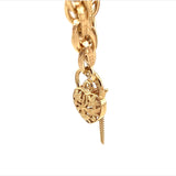 Yellow Gold Bracelet with Engraved links & Floral Padlock Clasp