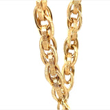 Yellow Gold Bracelet with Engraved links & Floral Padlock Clasp