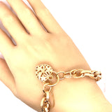 Yellow Gold Bracelet with Engraved links & Floral Padlock Clasp