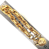 Yellow Gold Bracelet with Engraved links & Floral Padlock Clasp
