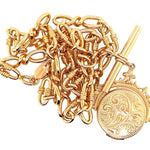 Gold Fancy Link Chain with Fob Bar and Spinner Pendant
