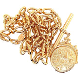 Gold Fancy Link Chain with Fob Bar and Spinner Pendant