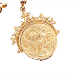 Gold Fancy Link Chain with Fob Bar and Spinner Pendant