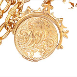 Gold Fancy Link Chain with Fob Bar and Spinner Pendant