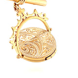Gold Fancy Link Chain with Fob Bar and Spinner Pendant
