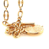 Gold Fancy Link Chain with Fob Bar and Spinner Pendant