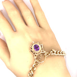 Yellow Gold Curb Link Bracelet with Amethyst Filigree Padlock