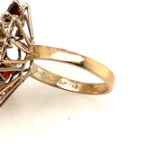 Exquisite Cast and Hand Assembled Yellow Gold Garnet Ring