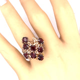 Exquisite Cast and Hand Assembled Yellow Gold Garnet Ring
