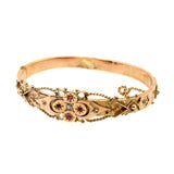 Antique Yellow Gold Bangle with Diamond and Rubies