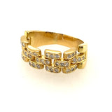 Elegant 18ct Yellow Gold Diamond Set Chain Ring