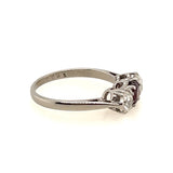 ELEGANT PLATINUM 3 STONE GARNET & DIAMOND RING