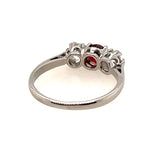 ELEGANT PLATINUM 3 STONE GARNET & DIAMOND RING