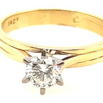 18ct Yellow & White Gold Diamond Single Stone Ring
