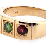 9ct Yellow Gold & Tourmaline Ring Green & Orange Tourmaline