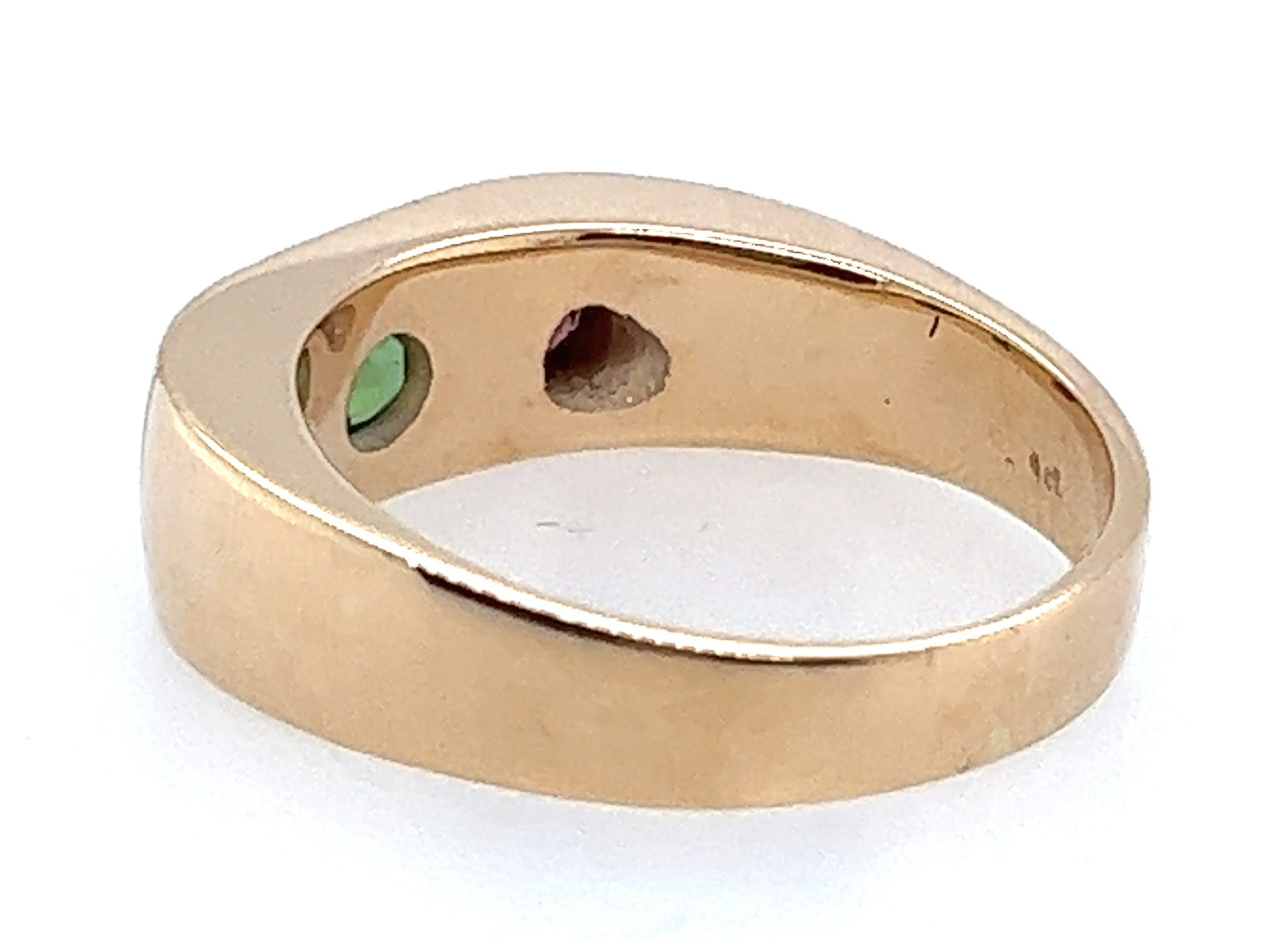 9ct Yellow Gold & Tourmaline Ring Green & Orange Tourmaline