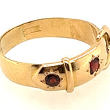 Antique 18ct Yellow Gold & Garnet Buckle Handmade Ring Birmingham Circa 1879