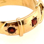 Antique 18ct Yellow Gold & Garnet Buckle Handmade Ring Birmingham Circa 1879