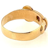 Antique 18ct Yellow Gold & Garnet Buckle Handmade Ring Birmingham Circa 1879
