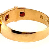 Antique 18ct Yellow Gold & Garnet Buckle Handmade Ring Birmingham Circa 1879