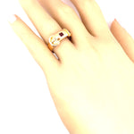 Antique 18ct Yellow Gold & Garnet Buckle Handmade Ring Birmingham Circa 1879