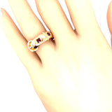 Antique 18ct Yellow Gold & Garnet Buckle Handmade Ring Birmingham Circa 1879
