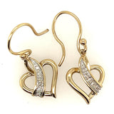 9ct Yellow Gold & Diamond Heart Shaped Shepherd Hook Earrings