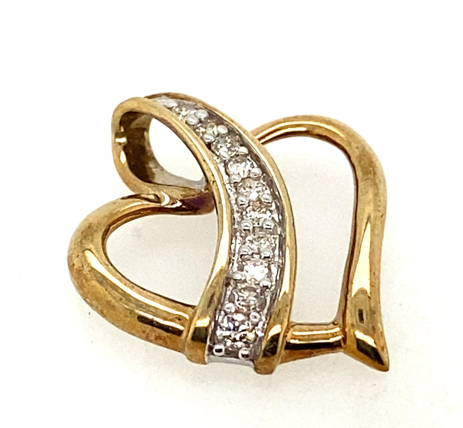 9ct Yellow Gold & Diamond Heart Pendant