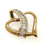 9ct Yellow Gold & Diamond Heart Pendant