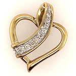9ct Yellow Gold & Diamond Heart Pendant