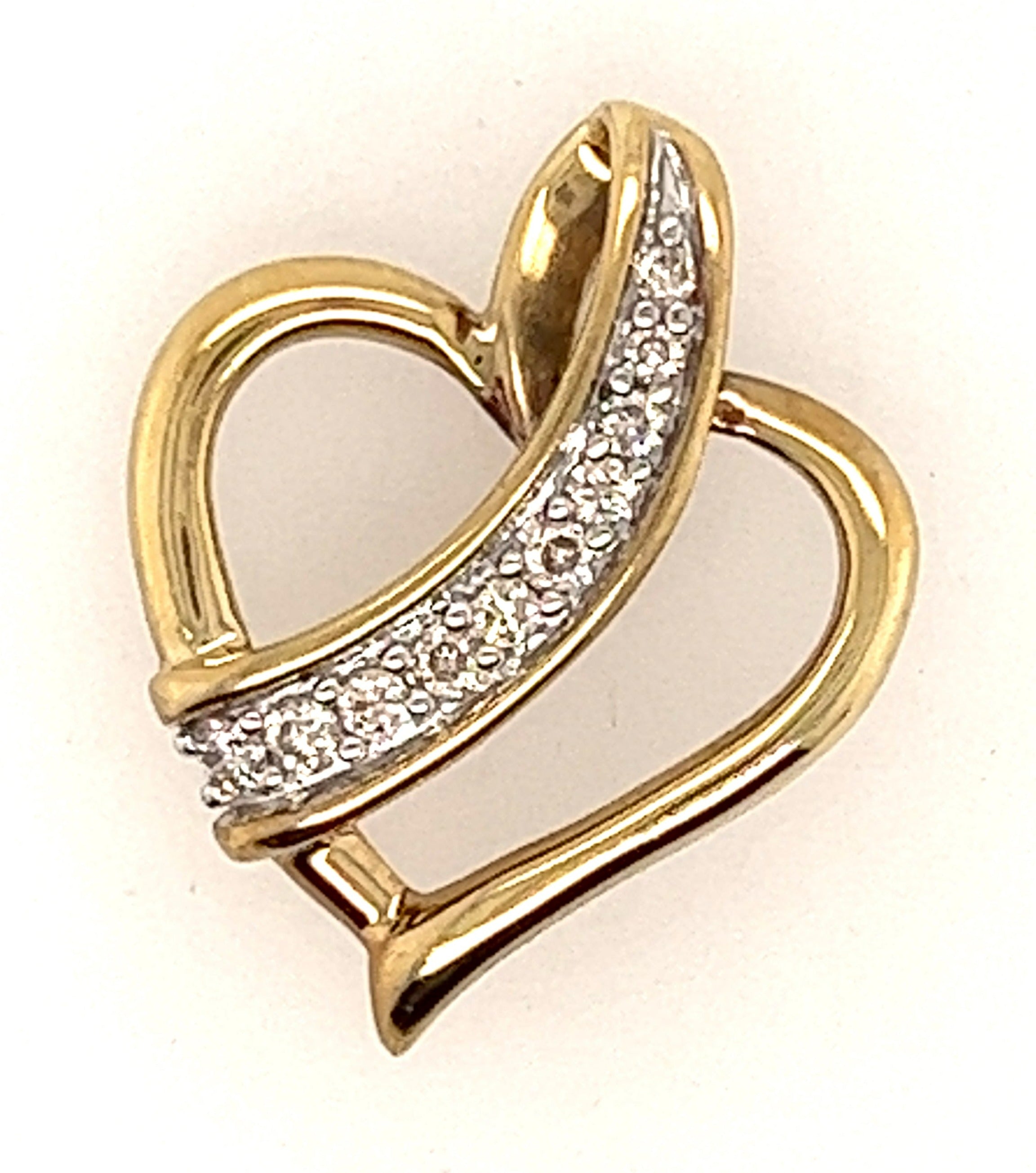 9ct Yellow Gold & Diamond Heart Pendant