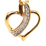 9ct Yellow Gold & Diamond Heart Pendant