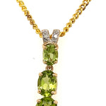 9ct Yellow Gold Peridot & Diamond Pendant