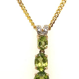 9ct Yellow Gold Peridot & Diamond Pendant